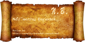 Némethy Benedek névjegykártya